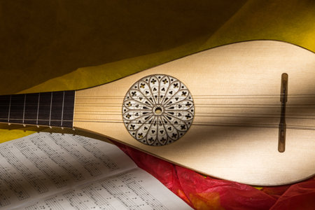 Musical still life with medieval gitternの写真素材