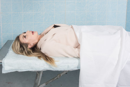 Body of the crime victim in the morgue(imitation)