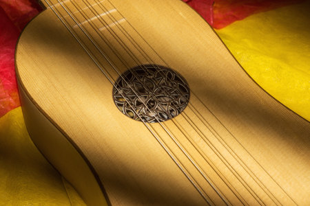 Musical still life with baroque guitar