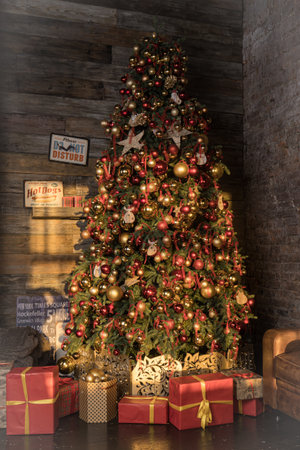 New Year tree with christmas balls. Christmas conceptの写真素材