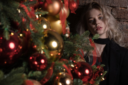 Noir film. Sexual woman being strangled in a vintage interiorの写真素材