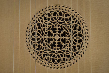 Theorbo of the 17th century. Close-up detailsの写真素材