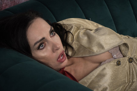 Crime scene with strangled business woman (imitation)の写真素材