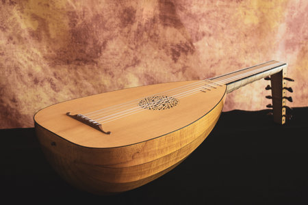 Musical still life in the Renaissance style with luteの写真素材