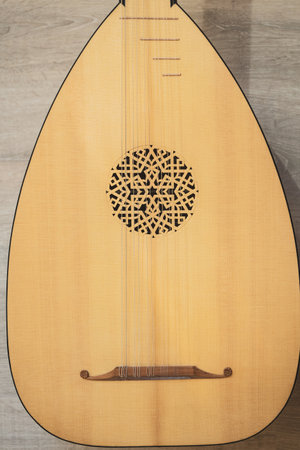 Lute of the 16th century. Close-up details.の写真素材