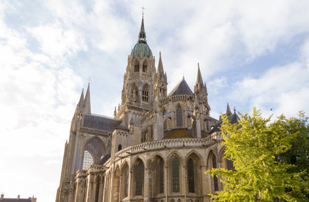 Cathedral of Our Lady of Bayeux,in a blue sky on a sunny summer day. Calvados department of Normandy, France.の写真素材