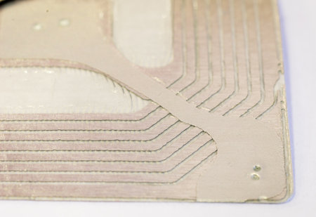 Macro detail of a RFID tags used for tracking and identification purposes and as an anti-theft...