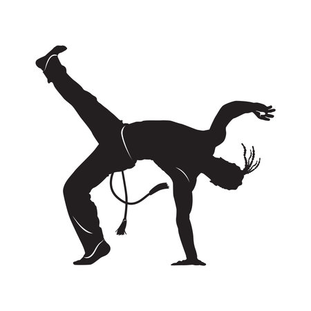 capoeira dancer silhouette Isolated on white  vector illustrationのイラスト素材