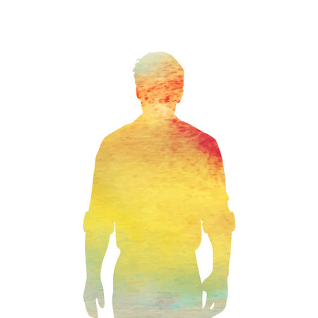 silhouette of a man. watercolor vector illustrationのイラスト素材