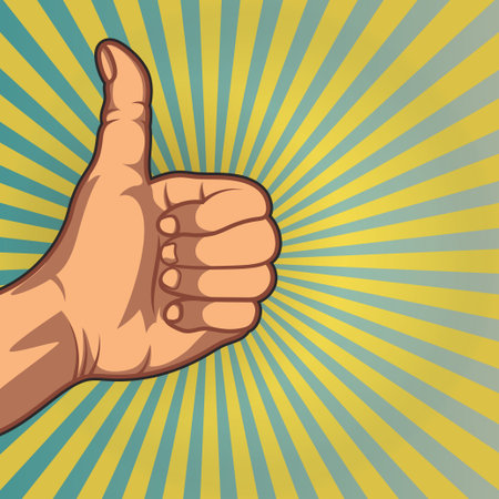 Closeup of male hand showing thumbs upのイラスト素材