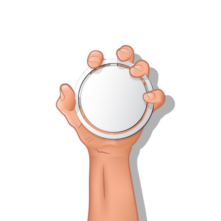 hand holding a round frame. vector illustration.のイラスト素材