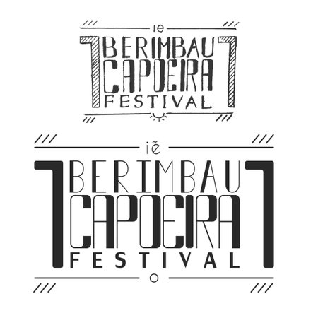 handletterin capoeira berimbau festival poster. vector illustrationのイラスト素材