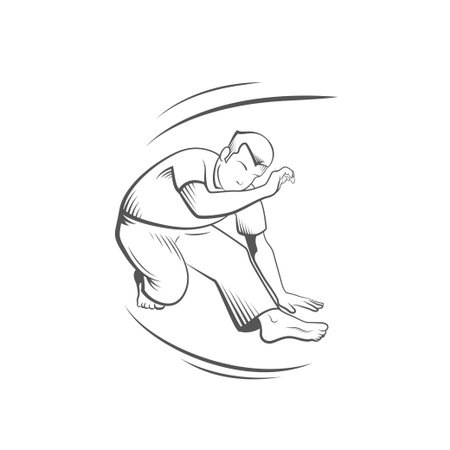 capoaira movement vector illustration. capoeira dencer show how to do esquiva.のイラスト素材