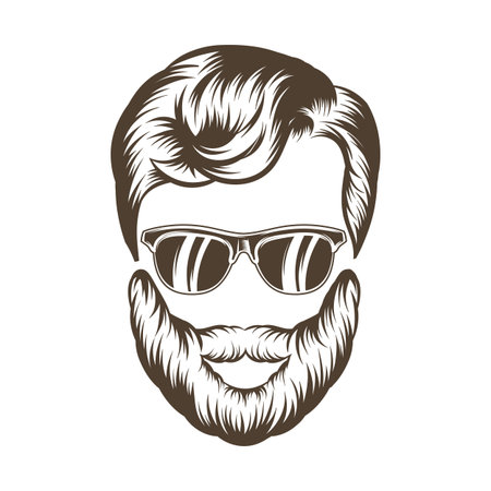 Hipster  man hair and beardのイラスト素材