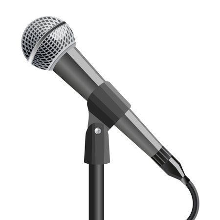 Microphone on stand, on white background. illustrationのイラスト素材