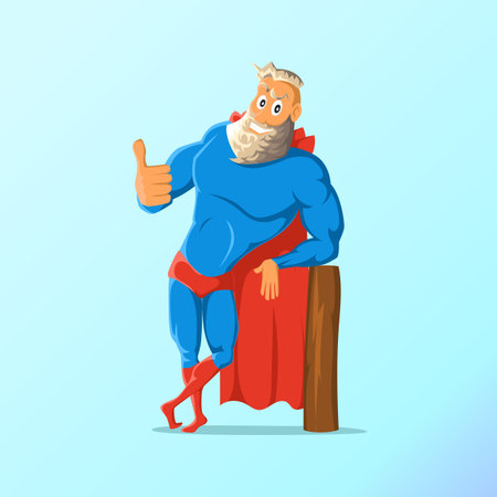 Old charismatic hipster hero. hero in action. illustrationのイラスト素材