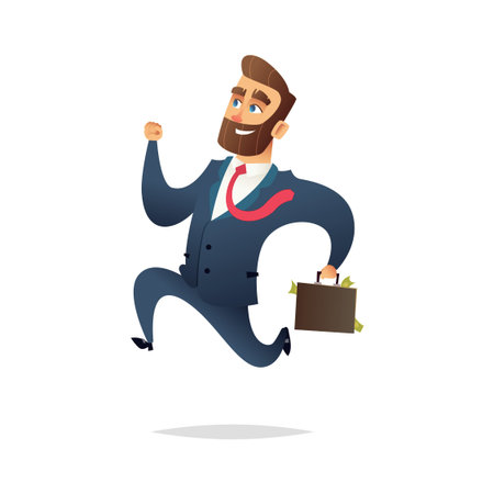 Business character running. Businessman run. Manager holding briefcase with money and runのイラスト素材