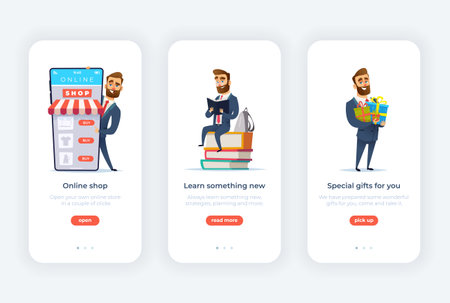 Business app or page design. Business UI template for website or mobile application.のイラスト素材
