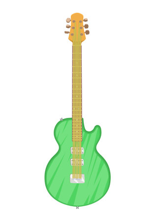 Icon of musical instrument, electric green guitar. Symbol, icon for web site, mobile applications, gamesのイラスト素材