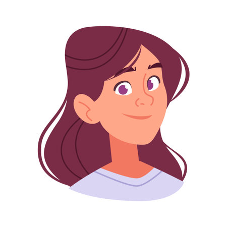 Casual Young Woman Flat Design Vector Avatarのイラスト素材