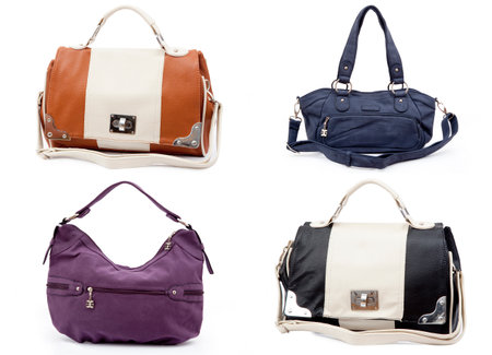 Woman handbags isolated on white backgroundの写真素材