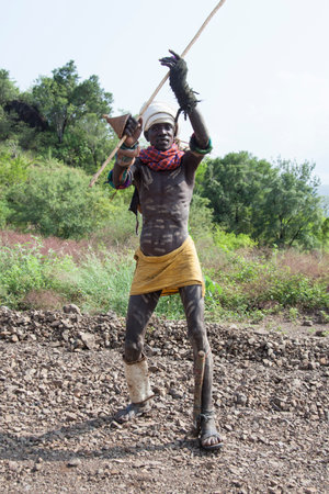 OMO VALLEY, ETHIOPIA - November 20, 2011 - The Mursi are ethnic group that inhabits southwestern Ethiopia.のeditorial素材