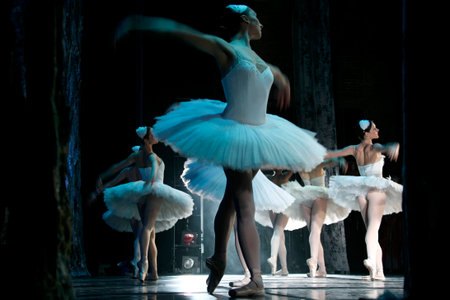 MADRID, SPAIN - JANUARY 25, 2011: Russian imperial ballet's performance Swan Lake ballet at Teatro...