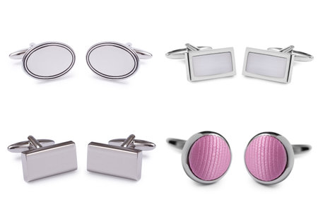 stainless steel cufflinks isolated on white background