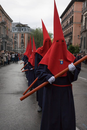 MADRID, SPAIN - APRIL 22, 2011: Procession of Jesus of Nazareth "The Poor" through the streets of Madrid in the festivities of Easter Holy Week.のeditorial素材
