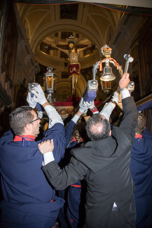 MADRID, SPAIN - APRIL 22, 2011: Procession of Jesus of Nazareth The Poor through the streets of...