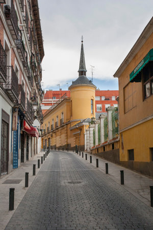Street in the Old city of Madrid, Spainの写真素材