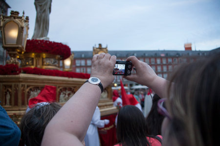MADRID, SPAIN - APRIL 03, 2015: Procession of Jesus of Nazareth "The Poor" through the streets of Madrid in the festivities of Easter Holy Week.のeditorial素材