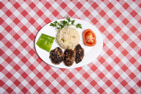 Meatball balls from traditional Turkish cuisine dishes, grilled meatballs, Turkish izgara kofte, a nice presentationの写真素材