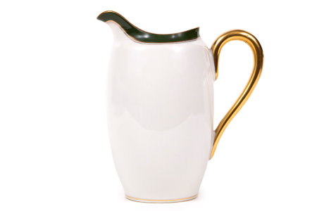 Ceramic antique pottery pitcher isolated on white backgroundの写真素材