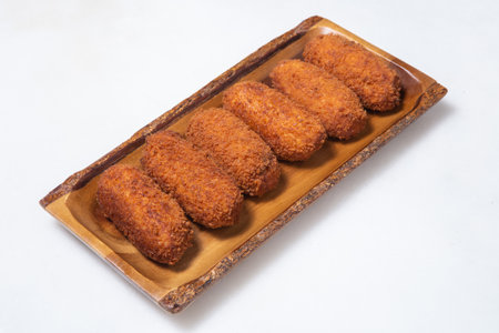 Croquetas, spanish croquettes, tradition dish, white backgroundの写真素材