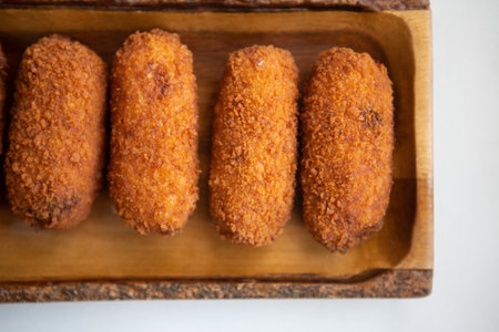 Croquetas, spanish croquettes, tradition dish, white background