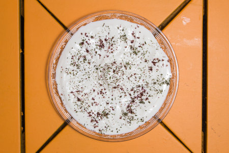 Mutabbal, lebnah, Lebanese food of cooked eggplantの写真素材