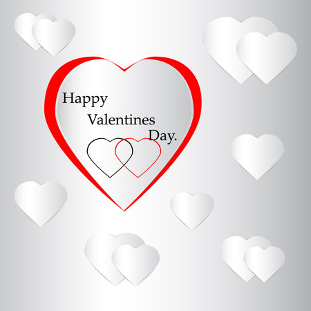 Postcard Happy Valentine's Day with hearts image .のイラスト素材