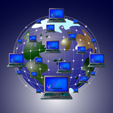 Internet and social networks around the world.のイラスト素材