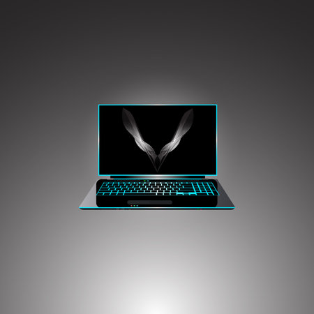 The modern ultro-thin laptop with illumination.のイラスト素材