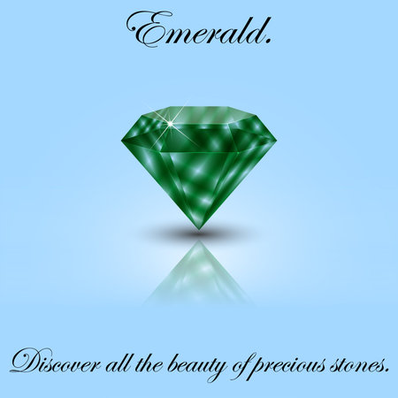 Realistic emerald on a light background with a specular reflection.のイラスト素材