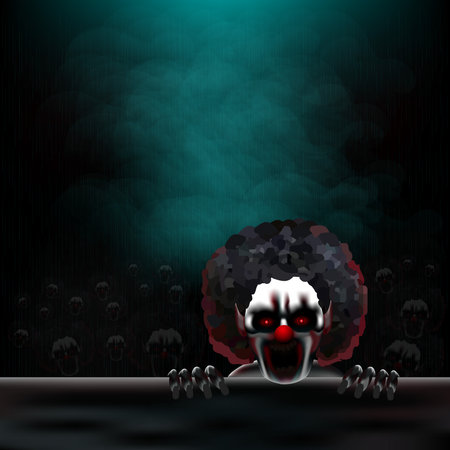 The Murderer's clowns, crowd of the clowns under a pouring rain.のイラスト素材