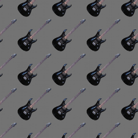 Seamless pattern, the realistic electric guitars consisting of triangles.のイラスト素材