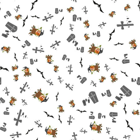 Halloween seamless pattern with bats and pumpkin. vector illustration.のイラスト素材