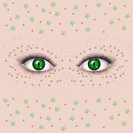 Female eyes with long eyelashes and beautiful eyeballs.のイラスト素材