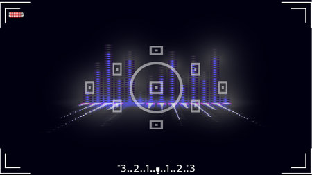 A camera viewer with an equalizer. Exposure scale.のイラスト素材