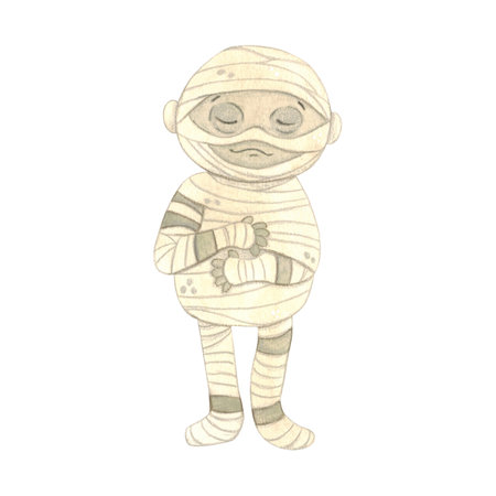Bandaged mummy with closed eyesの写真素材