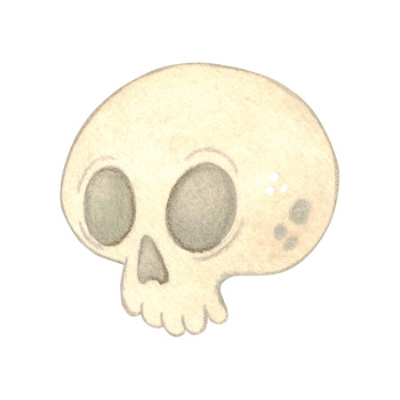 White human skull isolated, cartoon, Halloweenの写真素材