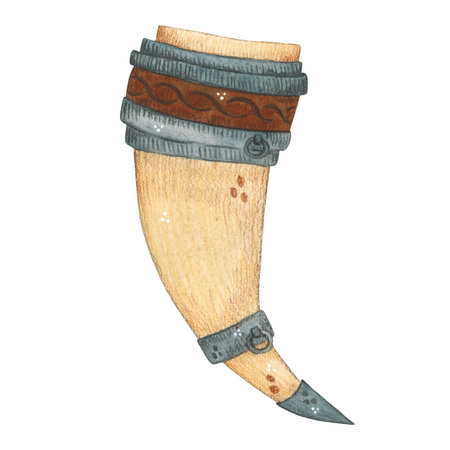 Drinking horn on a white backgroundの写真素材