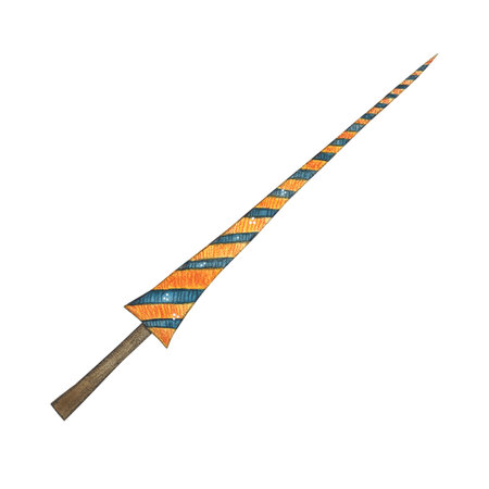 Spear, medieval weapon, for knightly tournaments. Watercolor illustration hand drawn, cartoon. Drawing for stickers, scrapbooking. Knight, warrior, spear, weapon, historyの写真素材